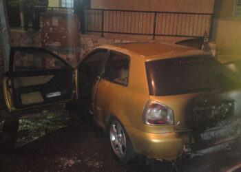 הצתת רכבים של סטודנטים ערבים במכללת צפת, מרץ 2011 (יחצנים, פאנט)