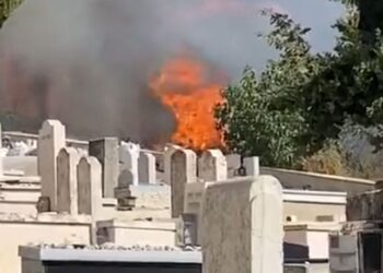 סרטון: שריפה בבית העלמין צפת