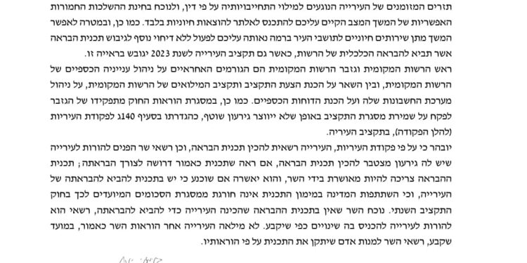 עיריית צפת – התכנסות להוצאות חיוניות בלבד